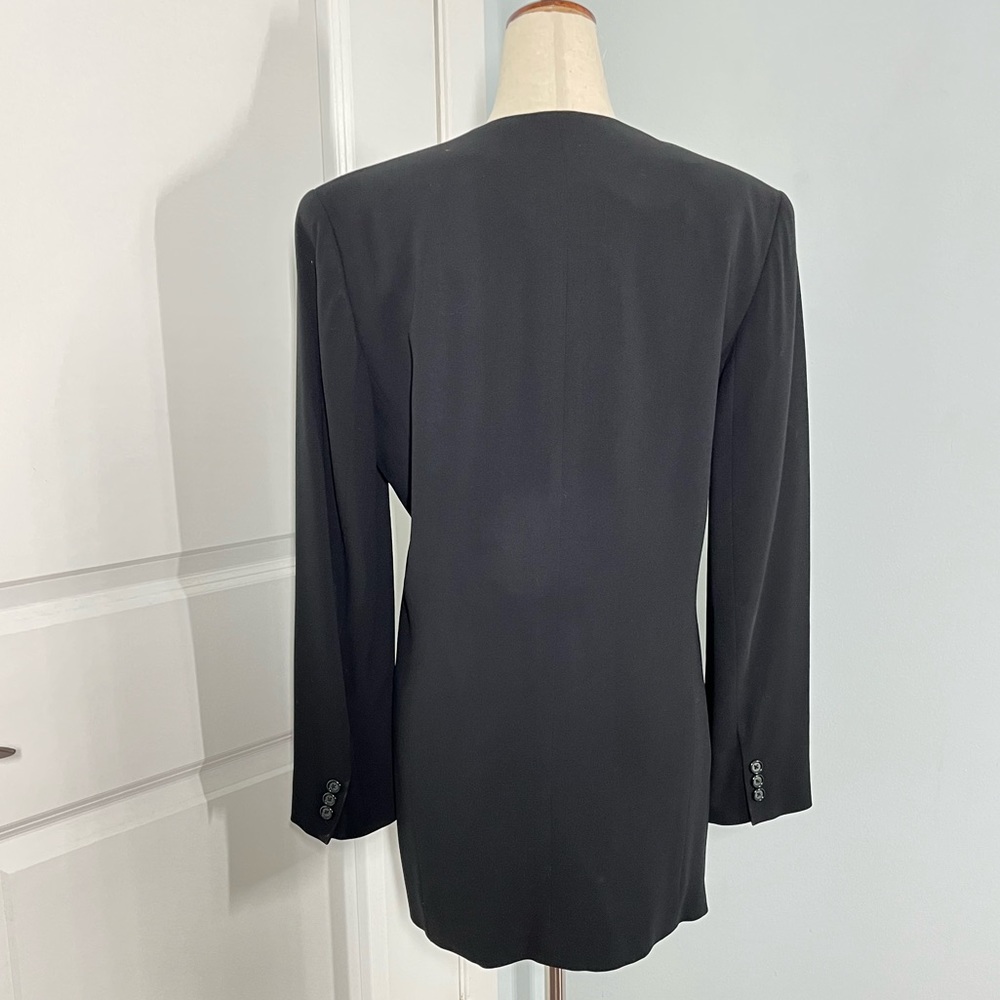 DKNY Donna Karan NY black wool vintage collarless jacket size 2 - Picture 10 of 11
